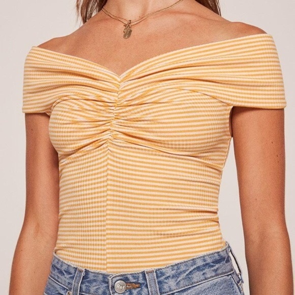 Reformation Tops - Reformation Sunrise Top Yellow Stripe XL